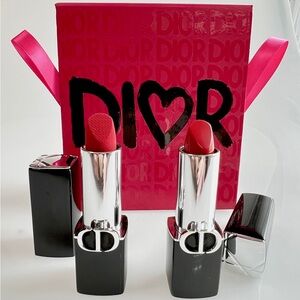 Dior Rouge Full Size Lipstick Duo Gift Set limited edition NIB